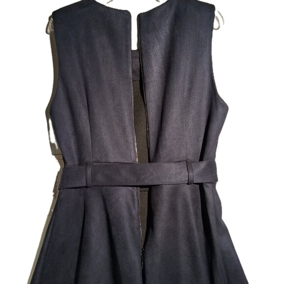 CALVIN KLEIN Dress  sz 10  MIDI  A-Line  Navy Blue  Faux Suede  Sleeveless  NWT - Picture 11 of 12